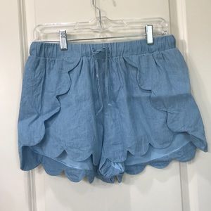 Women’s jean scalloped shorts